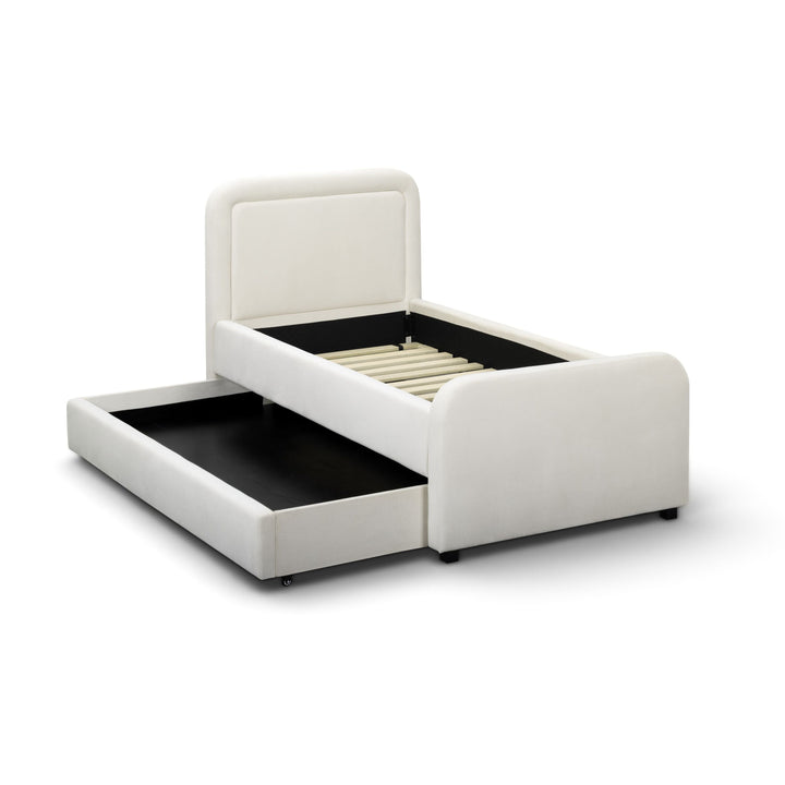 Briella Cream Performance Velvet Trundle Bed - Twin