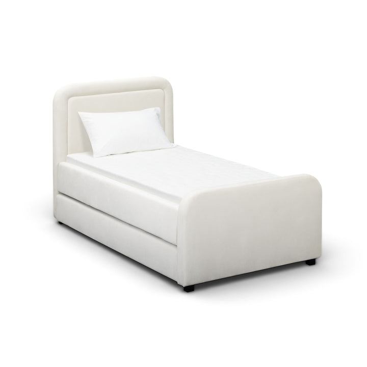 Briella Cream Performance Velvet Trundle Bed - Twin