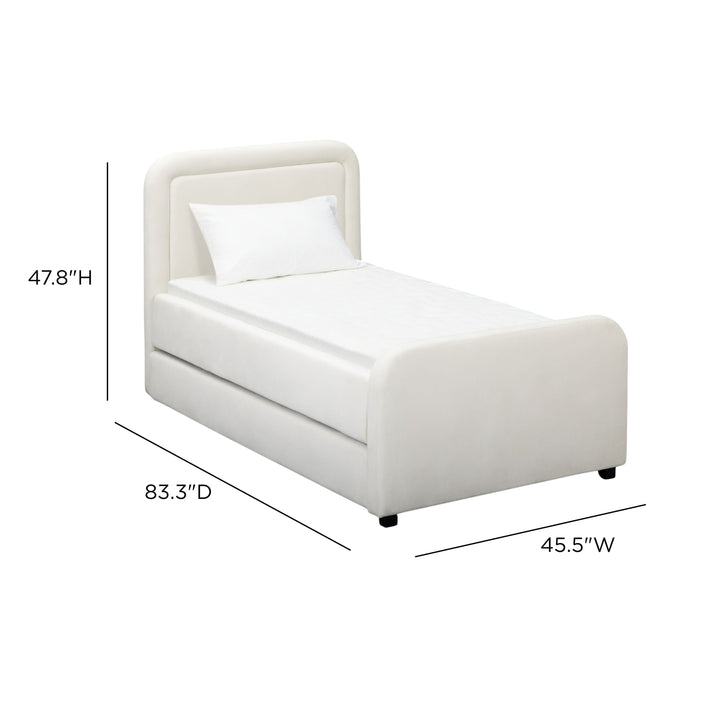 Briella Cream Performance Velvet Trundle Bed - Twin
