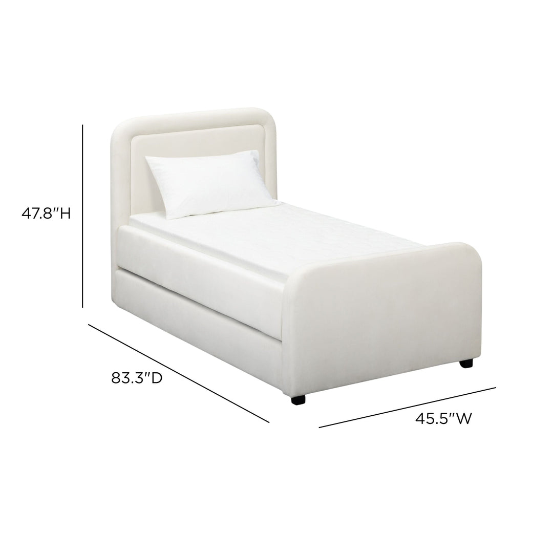 Briella Cream Performance Velvet Trundle Bed - Twin
