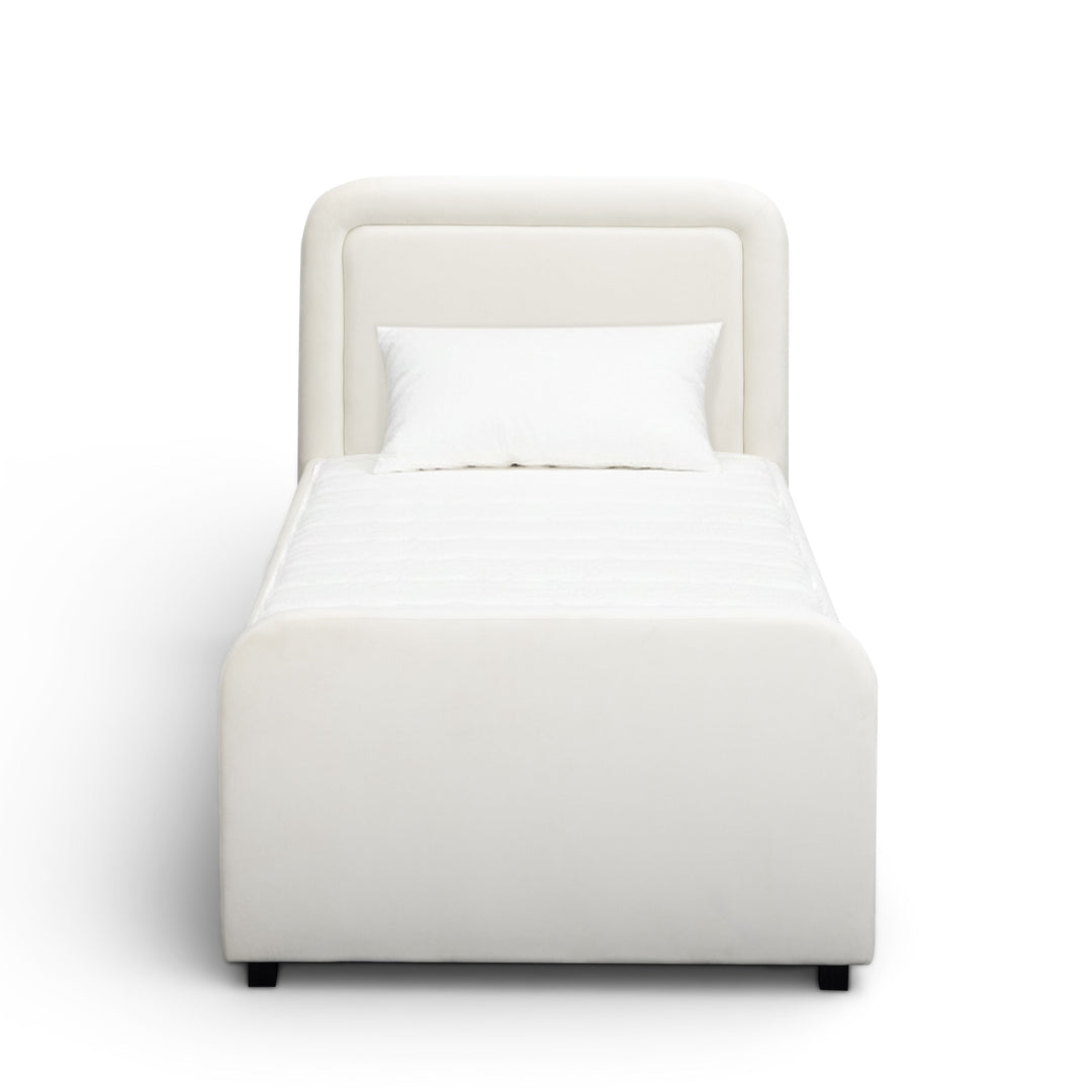 Briella Cream Performance Velvet Trundle Bed - Twin