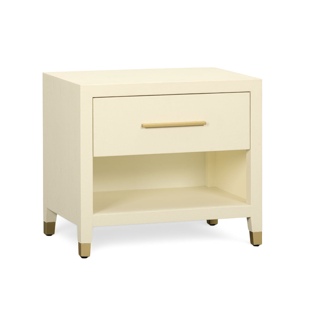 Dani 25" Cream Faux Shagreen Nightstand with Drawer