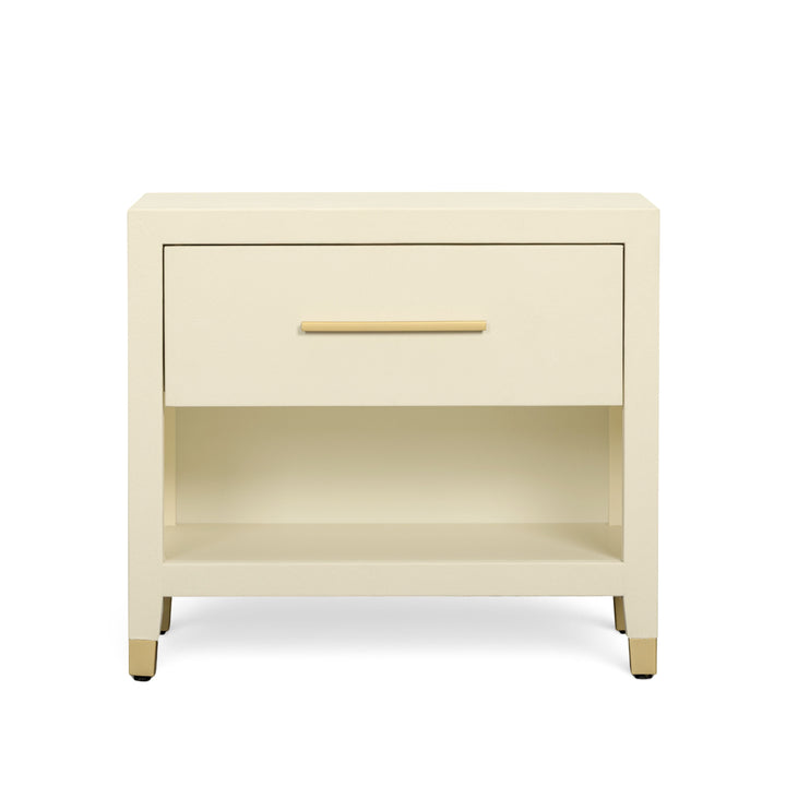 Dani 25" Cream Faux Shagreen Nightstand with Drawer