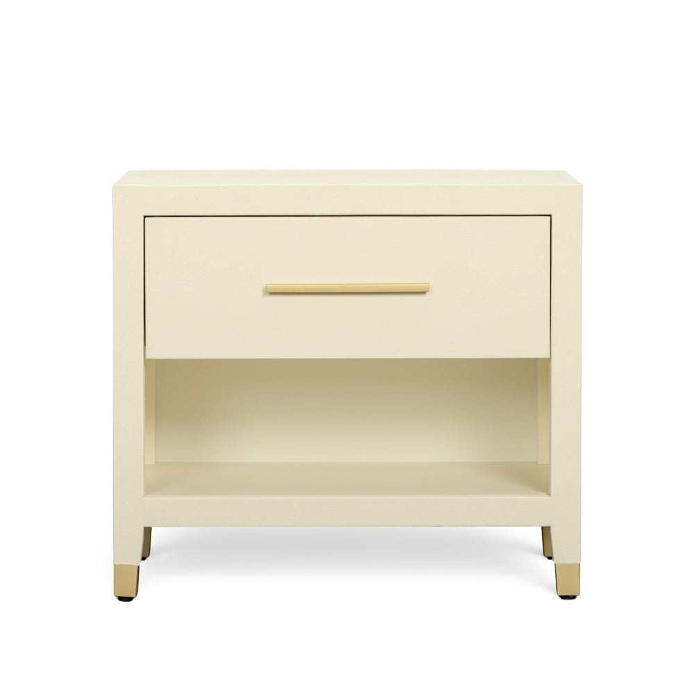 Dani 25" Cream Faux Shagreen Nightstand with Drawer
