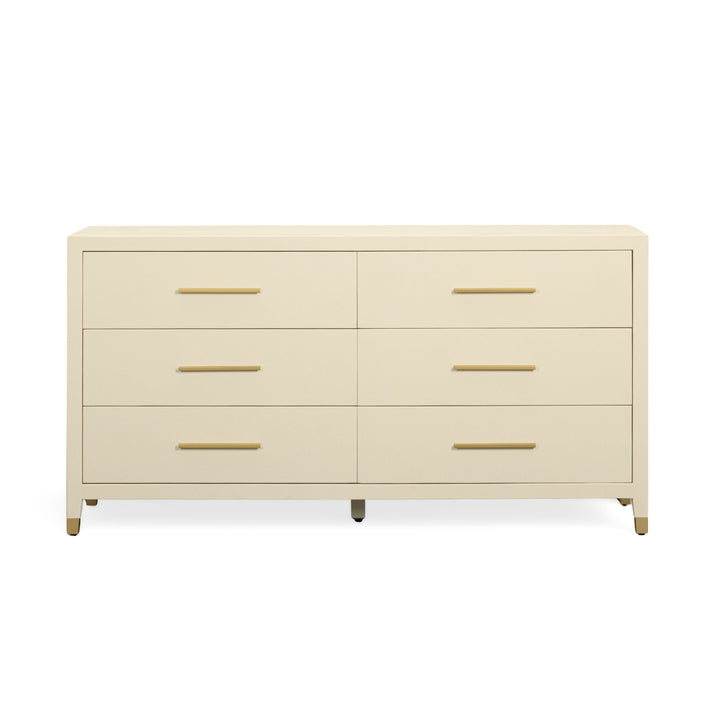 Dani 62" Cream Faux Shagreen 6-Drawer Dresser