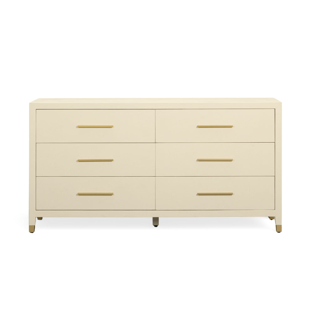Dani 62" Cream Faux Shagreen 6-Drawer Dresser