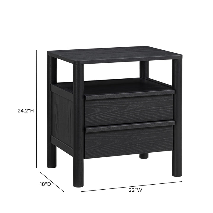 Tyra 22" Black Ash 2-Drawer Nightstand
