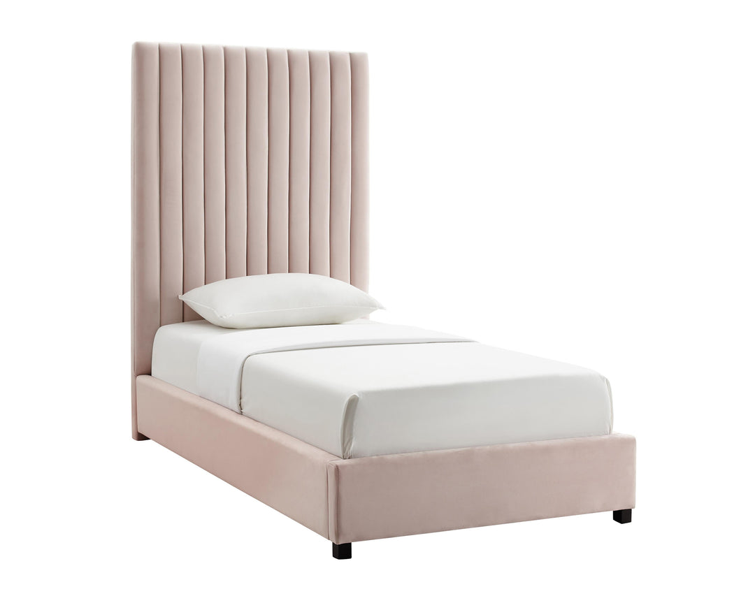 Arabelle Blush Performance Velvet Bed - Twin