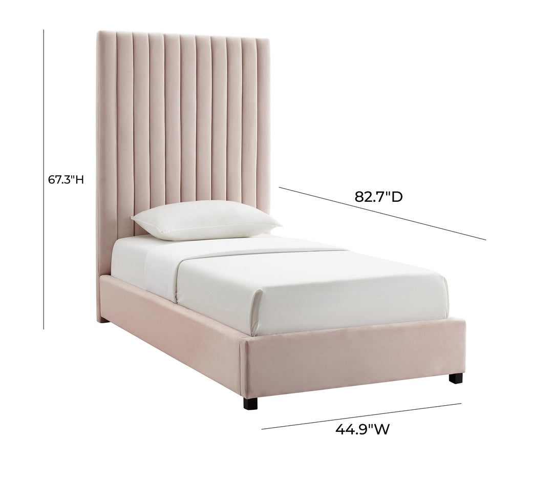 Arabelle Blush Performance Velvet Bed - Twin
