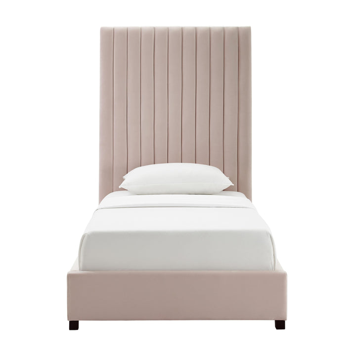 Arabelle Blush Performance Velvet Bed - Twin