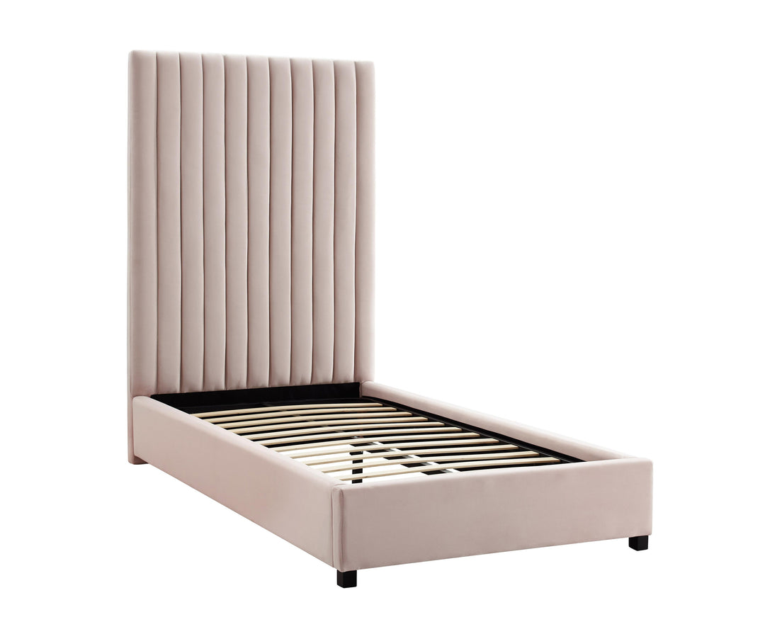 Arabelle Blush Performance Velvet Bed - Twin