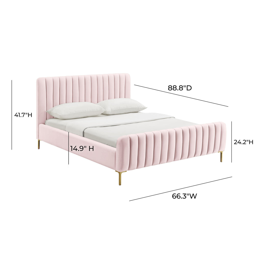 Angela Blush Performance Velvet Bed - Queen