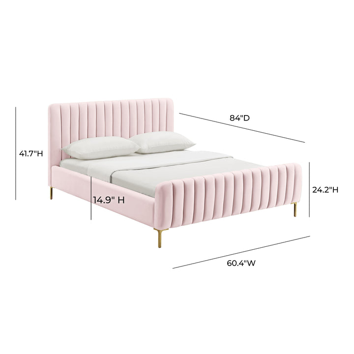 Angela Blush Performance Velvet Bed - Full