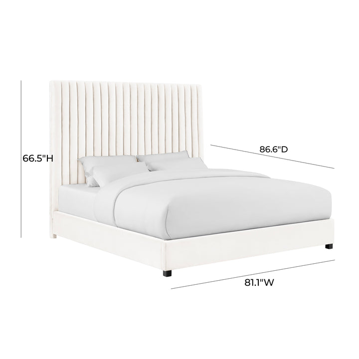 Arabelle White Performance Velvet Bed - King