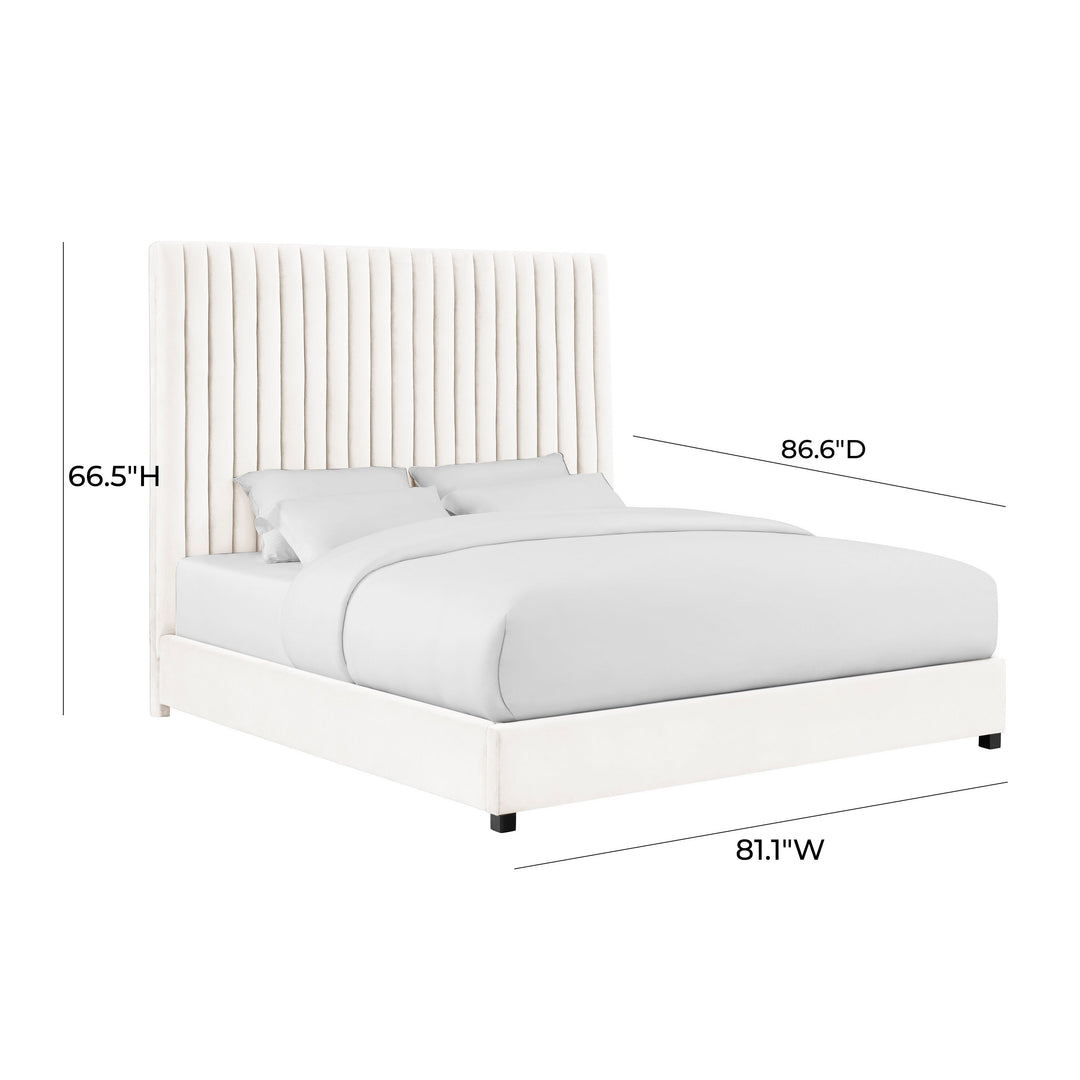Arabelle White Performance Velvet Bed - King