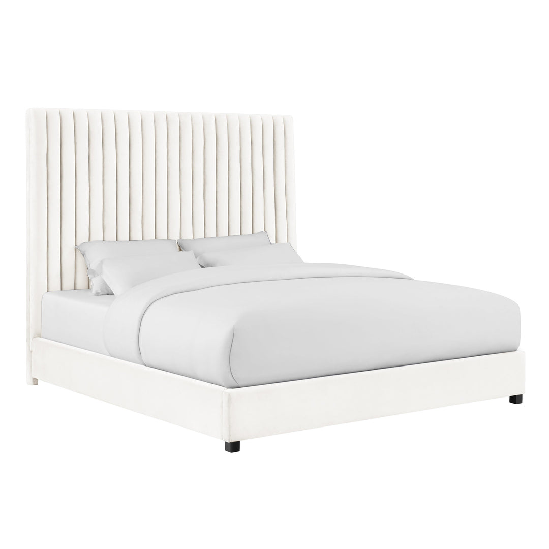 Arabelle White Performance Velvet Bed - King