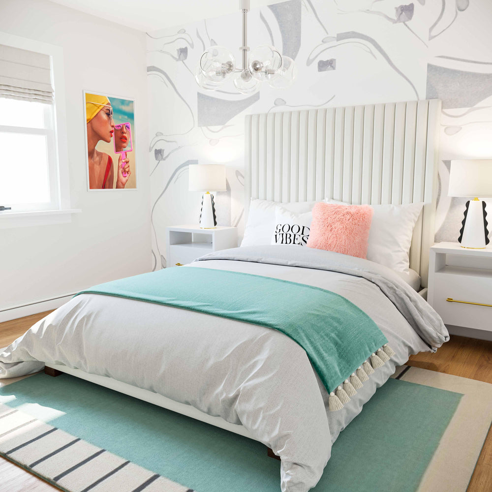 Arabelle White Performance Velvet Bed - King