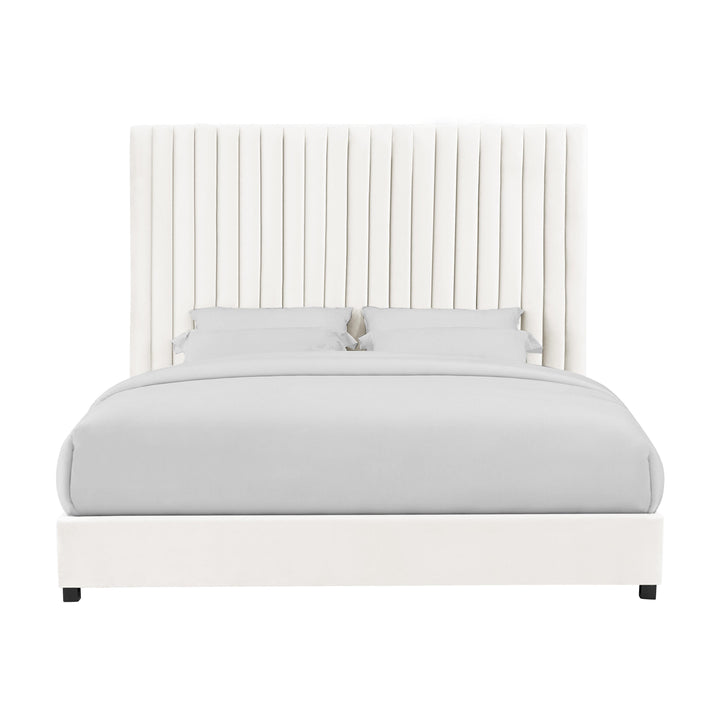 Arabelle White Performance Velvet Bed - King