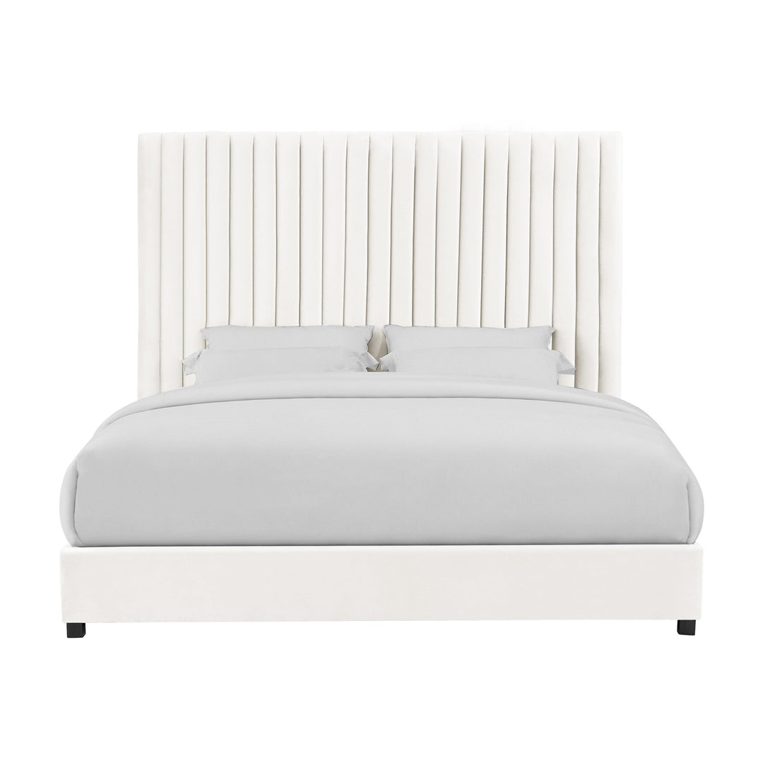 Arabelle White Performance Velvet Bed - King