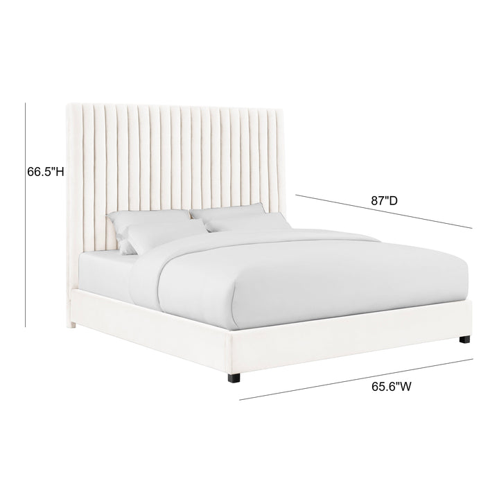 Arabelle White Performance Velvet Bed - Queen