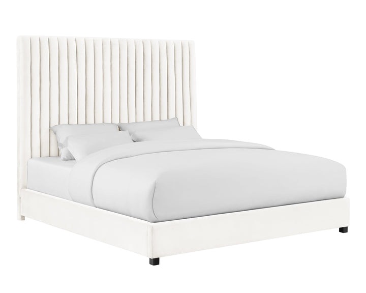 Arabelle White Performance Velvet Bed - Queen