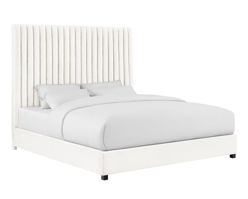Arabelle White Performance Velvet Bed - Queen