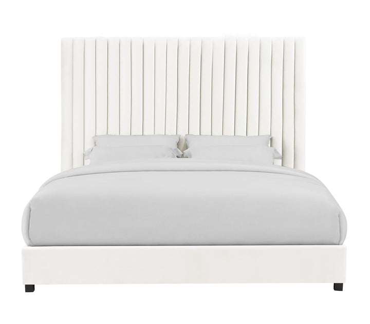 Arabelle White Performance Velvet Bed - Queen