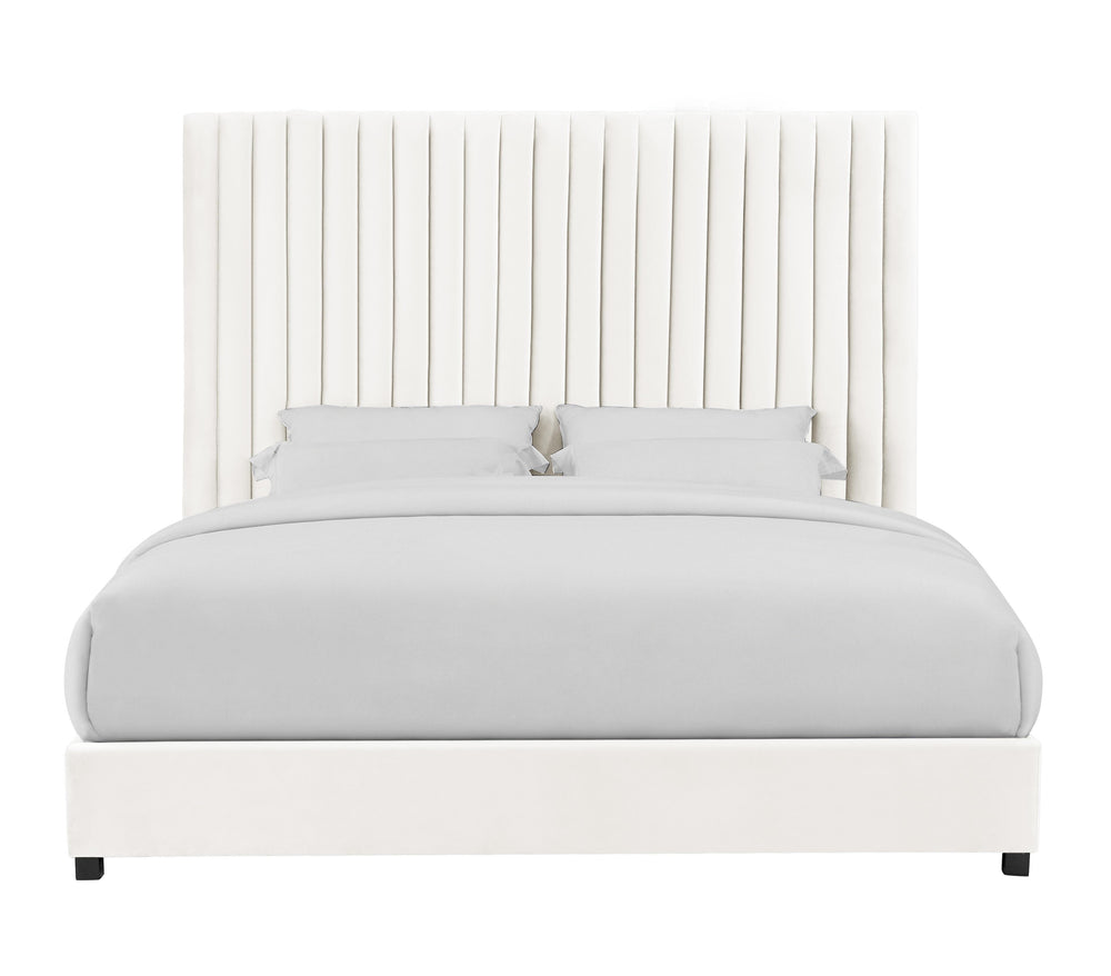 Arabelle White Performance Velvet Bed - Queen