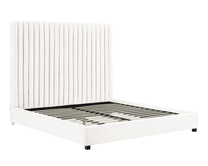 Arabelle White Performance Velvet Bed - Queen
