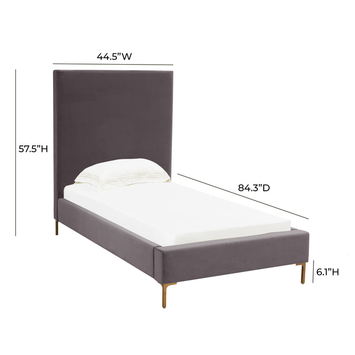 Delilah Velvet Bed - Grey / Twin