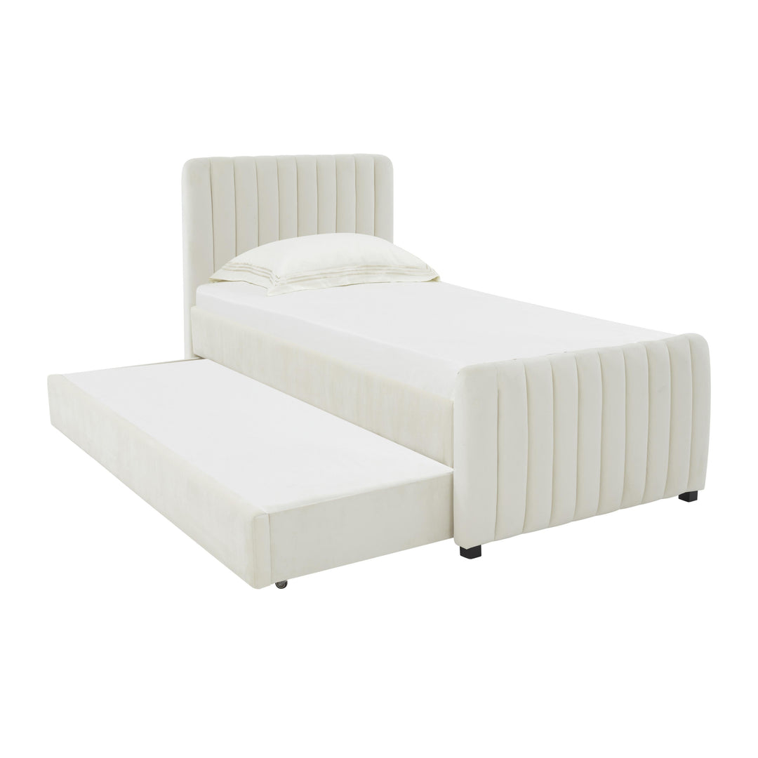 Angela Performance Velvet Trundle Bed in Twin