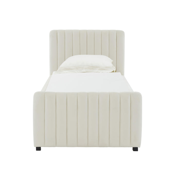 Angela Cream Performance Velvet Trundle Bed - Twin