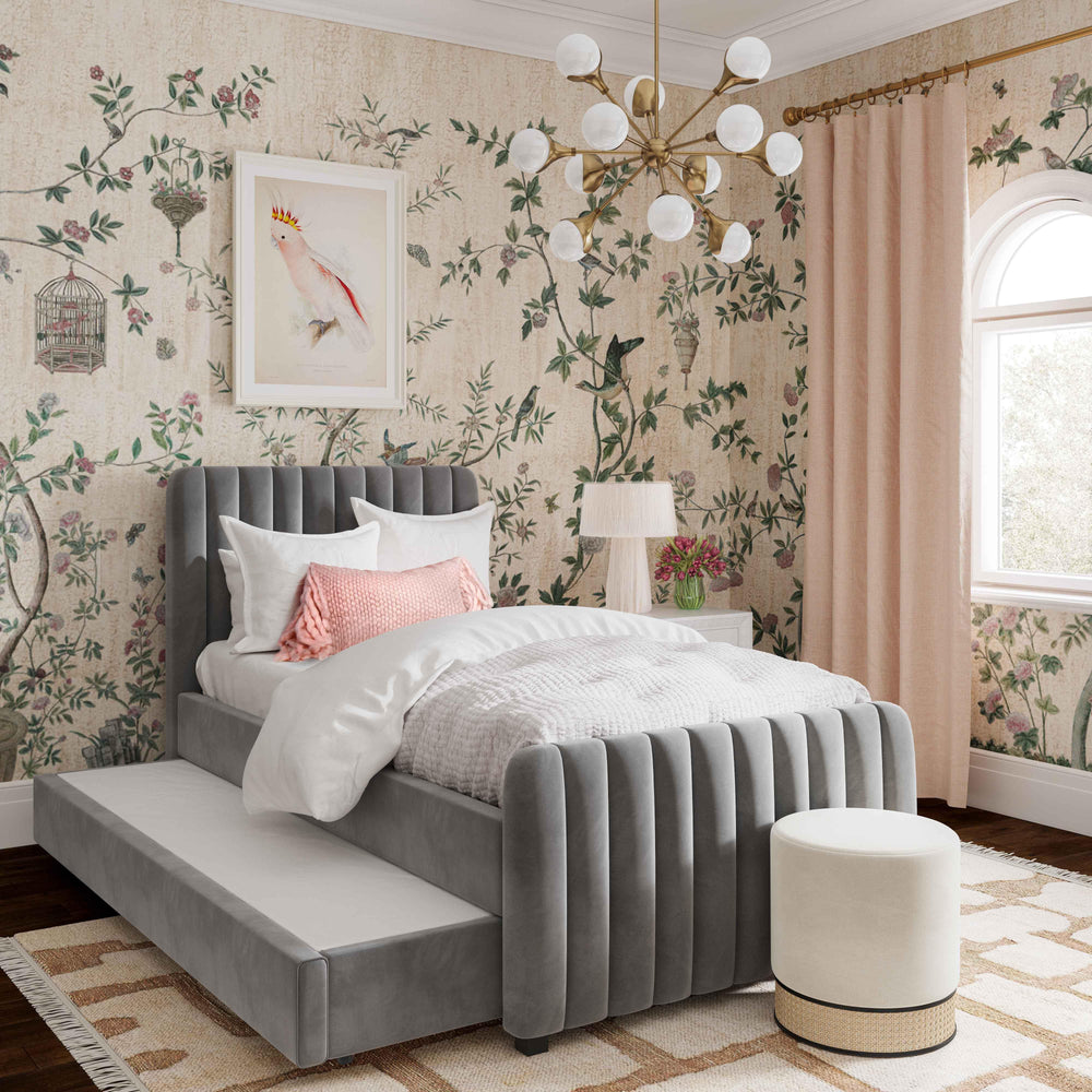 Angela Grey Performance Velvet Trundle Bed - Twin