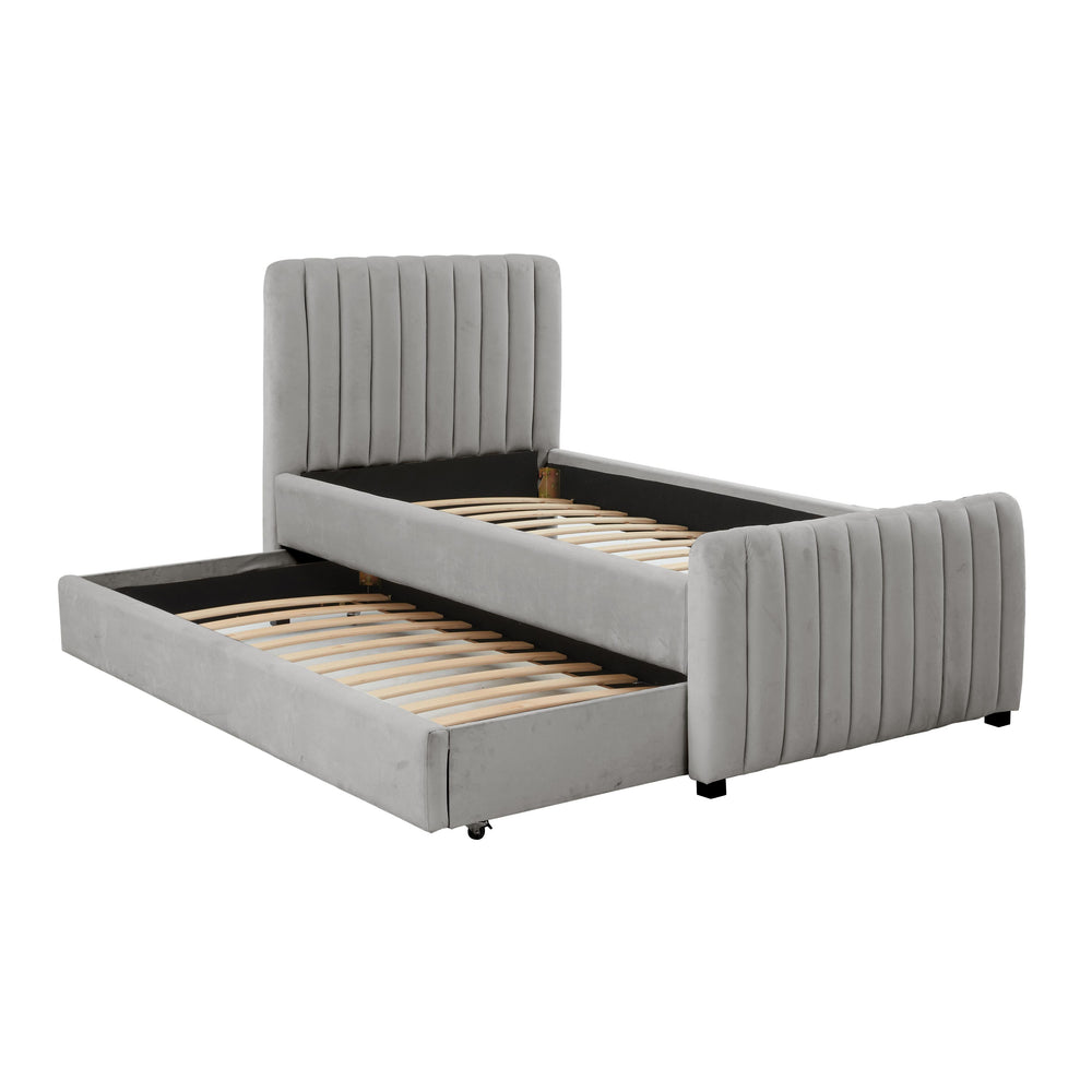Angela Grey Performance Velvet Trundle Bed - Twin