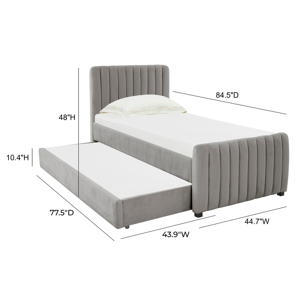 Angela Grey Performance Velvet Trundle Bed - Twin