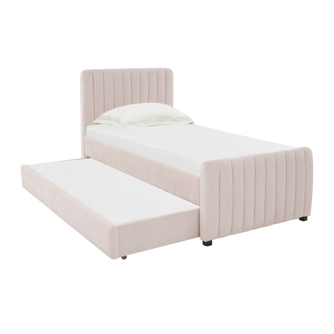 Angela Performance Velvet Trundle Bed in Twin