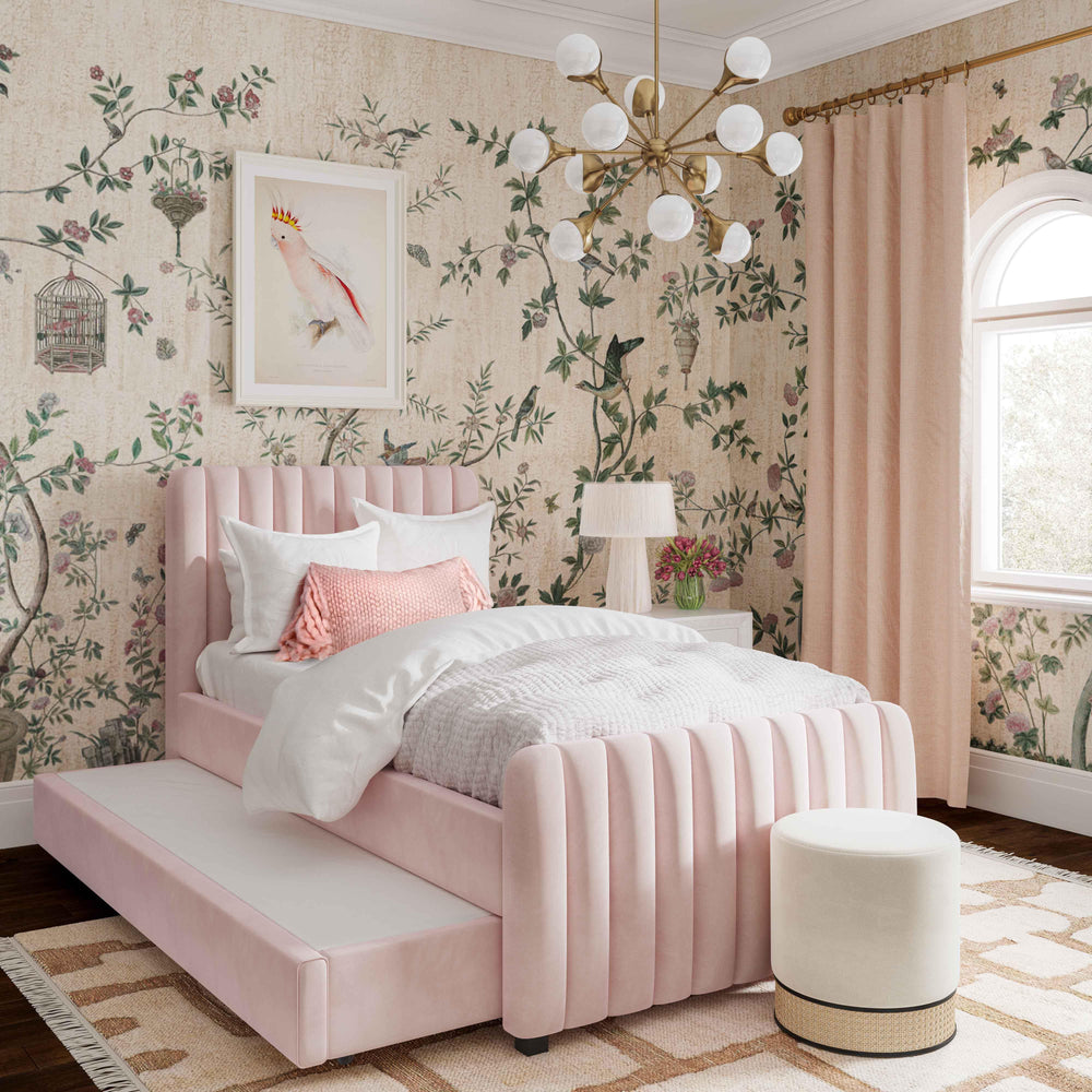 Angela Performance Velvet Trundle Bed in Twin