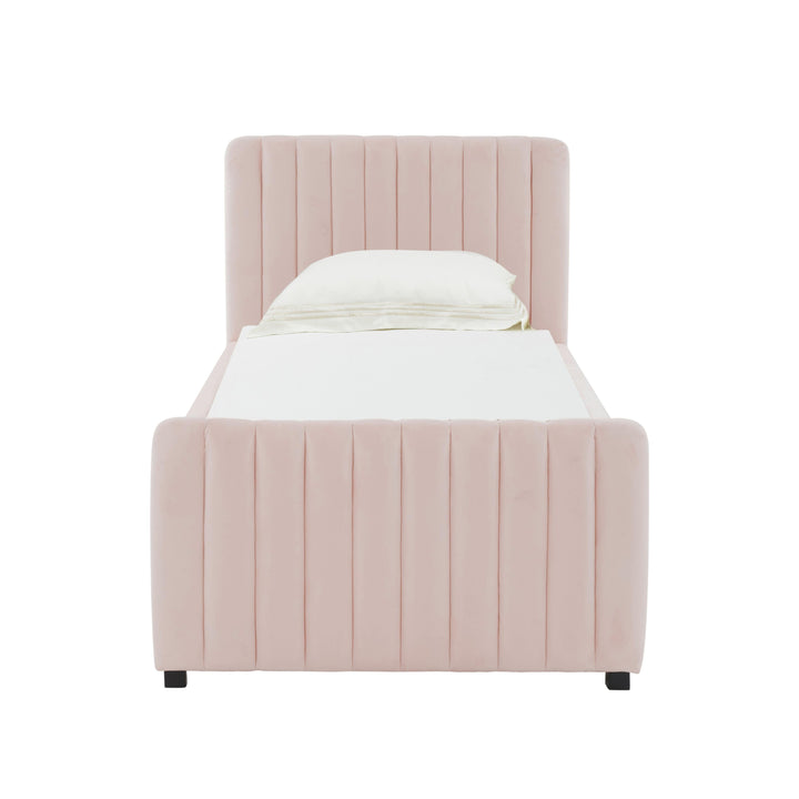 Angela Blush Performance Velvet Trundle Bed - Twin