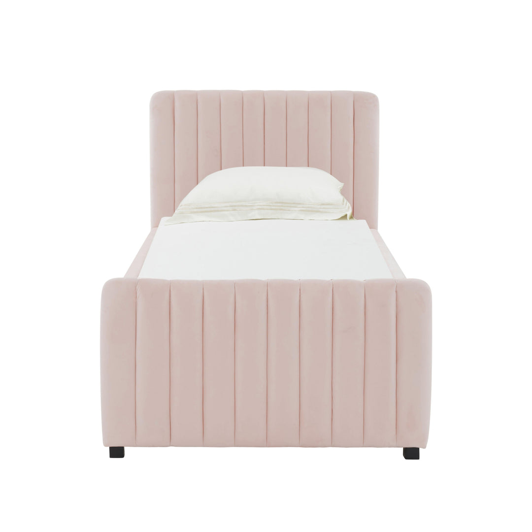Angela Blush Performance Velvet Trundle Bed - Twin
