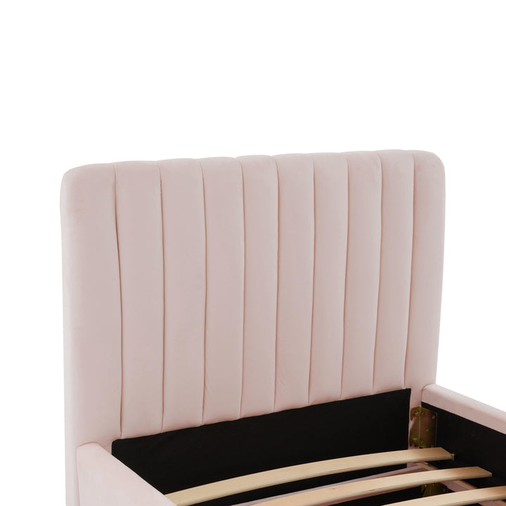 Angela Blush Performance Velvet Trundle Bed - Twin