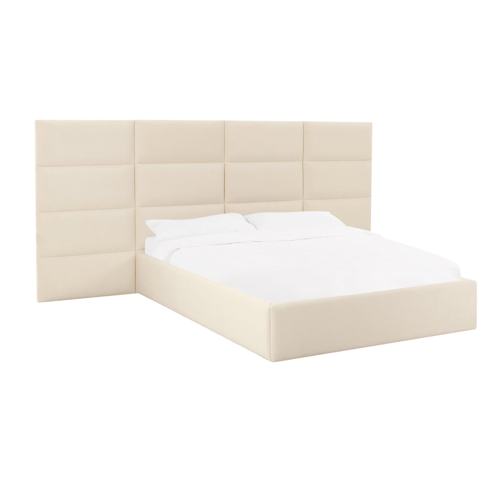 Eliana Performance Velvet Headboard Wings - Cream / Queen