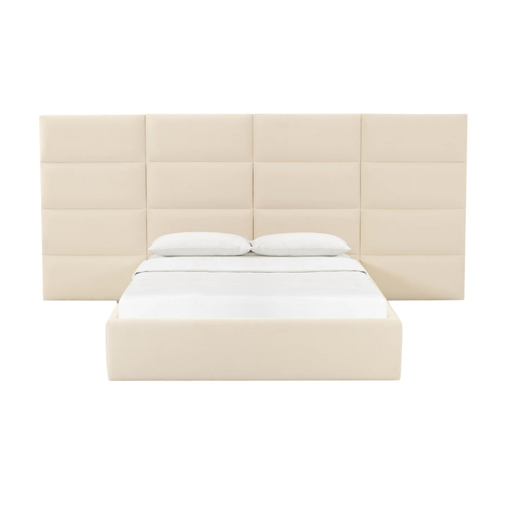Eliana Performance Velvet Headboard Wings - Cream / Queen