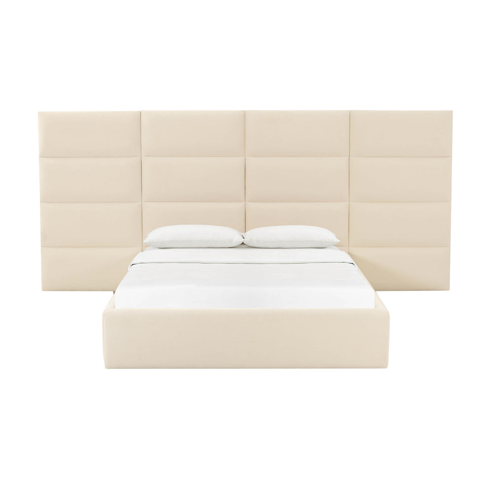 Eliana Performance Velvet Headboard Wings - Cream / Queen