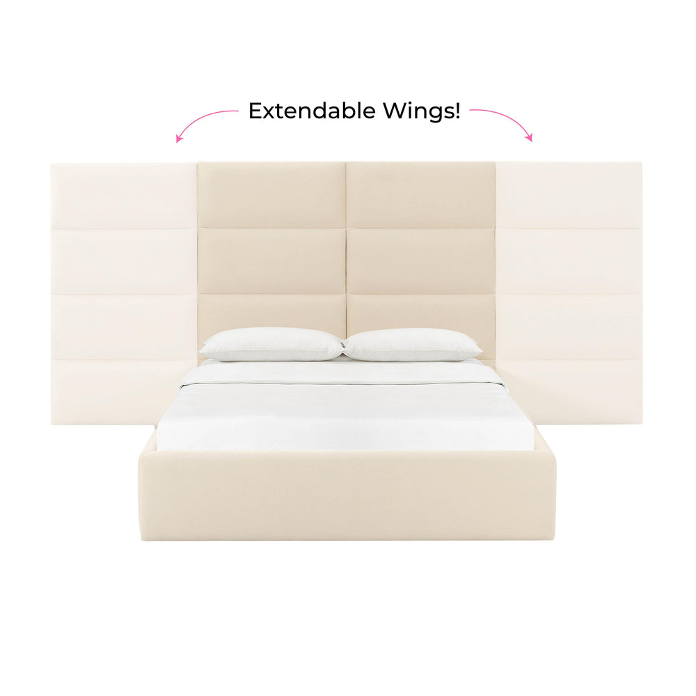Eliana Performance Velvet Headboard Wings - Cream / Queen