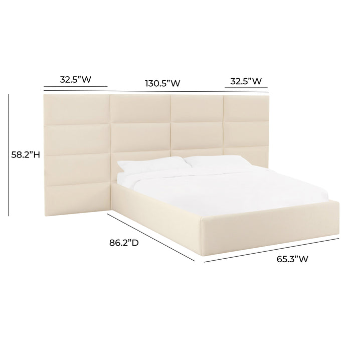 Eliana Performance Velvet Headboard Wings - Cream / Queen