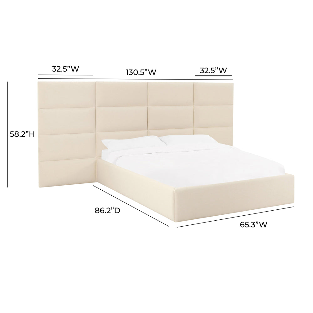 Eliana Performance Velvet Headboard Wings - Cream / Queen