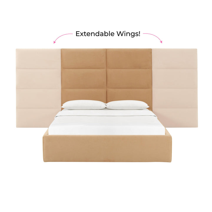 Eliana Performance Velvet Headboard Wings - Honey / King