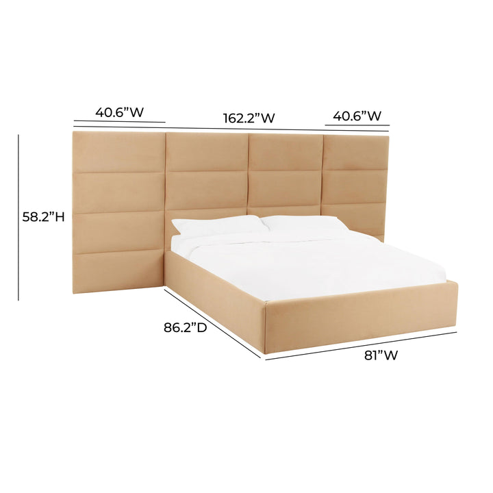 Eliana Performance Velvet Headboard Wings - Honey / King