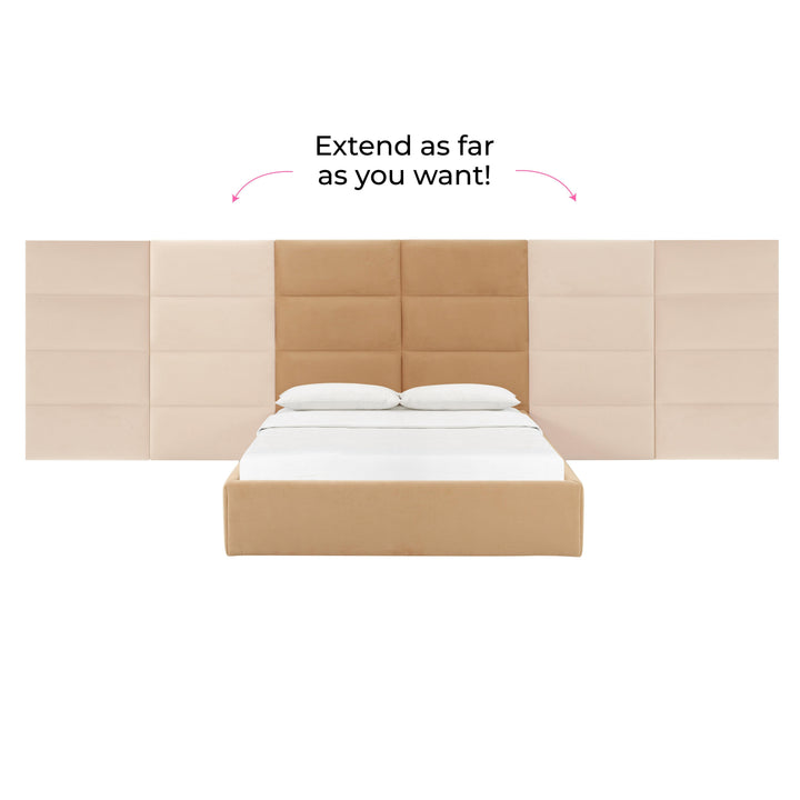 Eliana Performance Velvet Headboard Wings - Honey / Queen