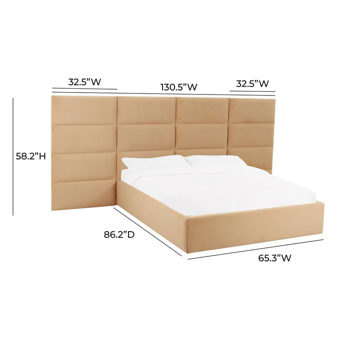 Eliana Performance Velvet Headboard Wings - Honey / Queen